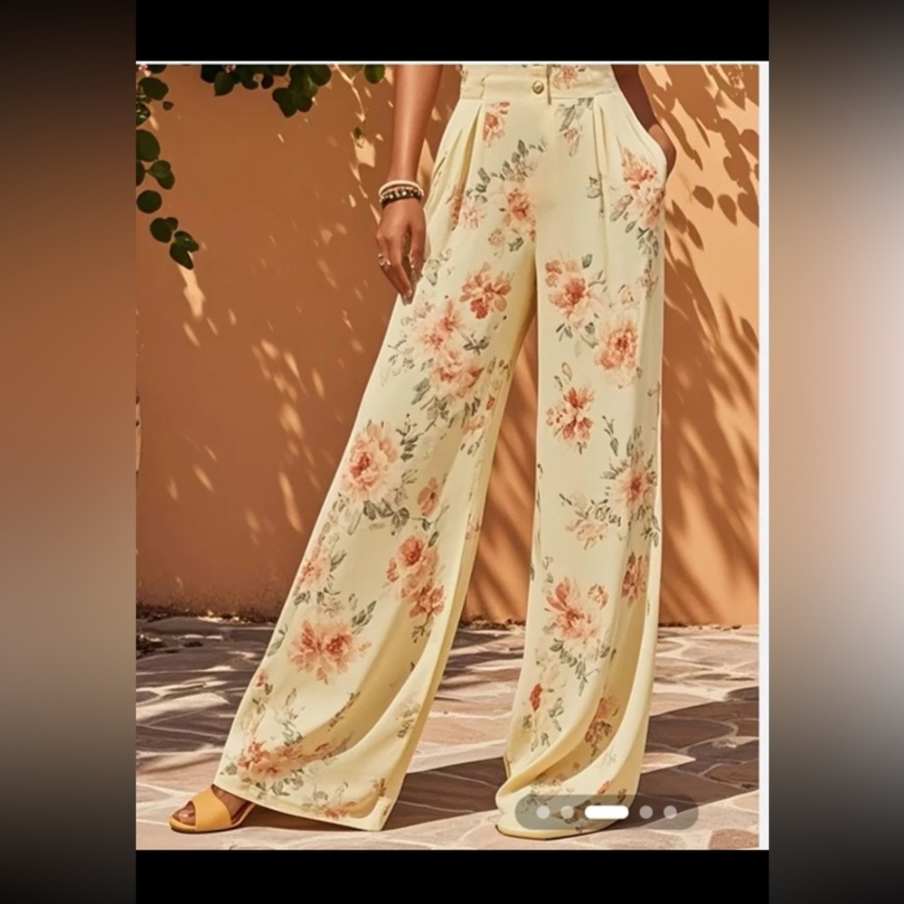 NWT Fehaute Yellow Floral Buckle Regular Fit Jumpsuit With Pockets size 8 - Picture 3 of 12
